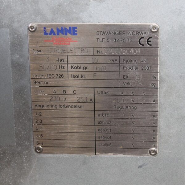 Lanne Euroelettro 10KVA transformator - Bilde 6
