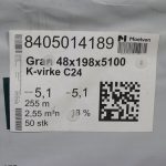 510-Lengdemeter 198x48mm Moelven konstruksjonsvirke - Bilde 3